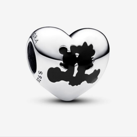 Pandora Disney Mickey Mouse & Minnie Mouse Heart Charm - Picture 1 of 12